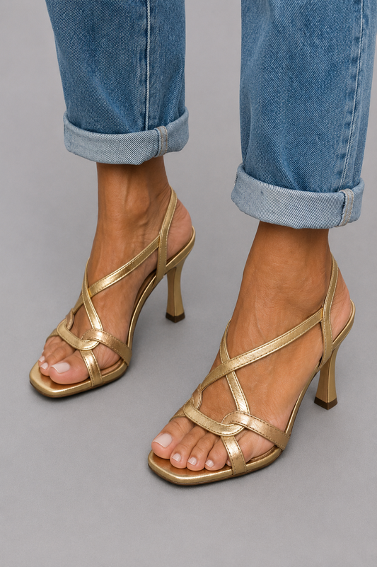 Carla | Sandalias de tacón Dorado
