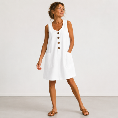 Vestido de algodón y lino