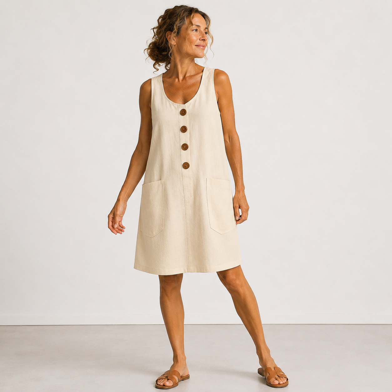 Vestido de algodón y lino