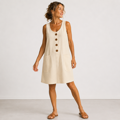 Vestido de algodón y lino