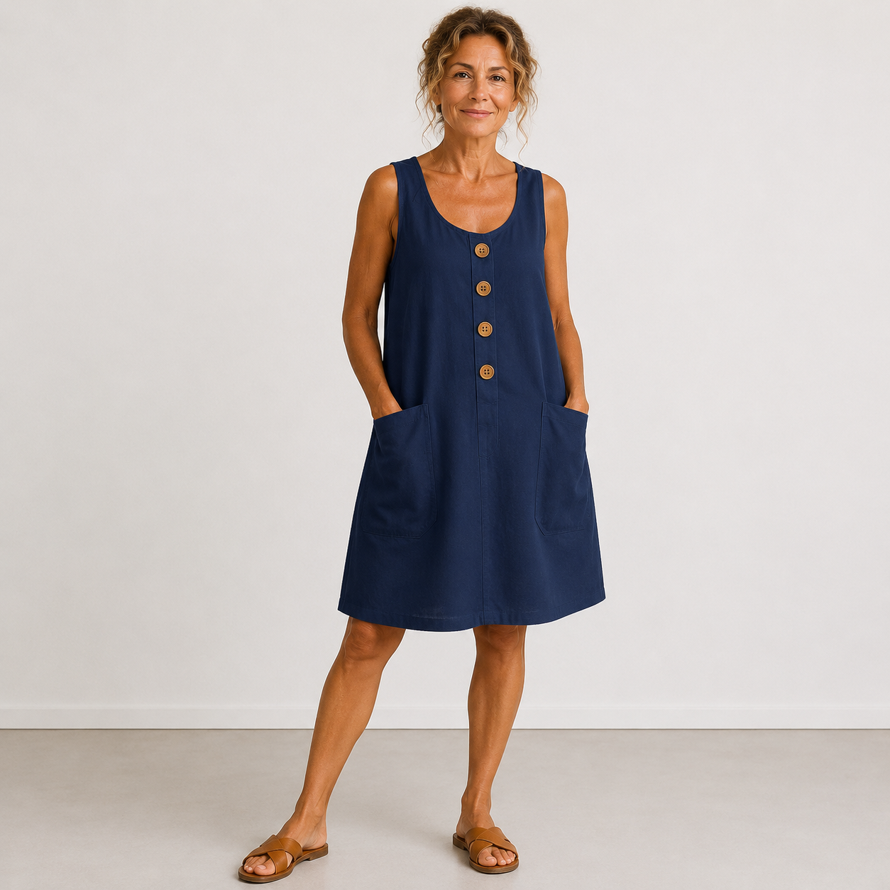 Vestido de algodón y lino