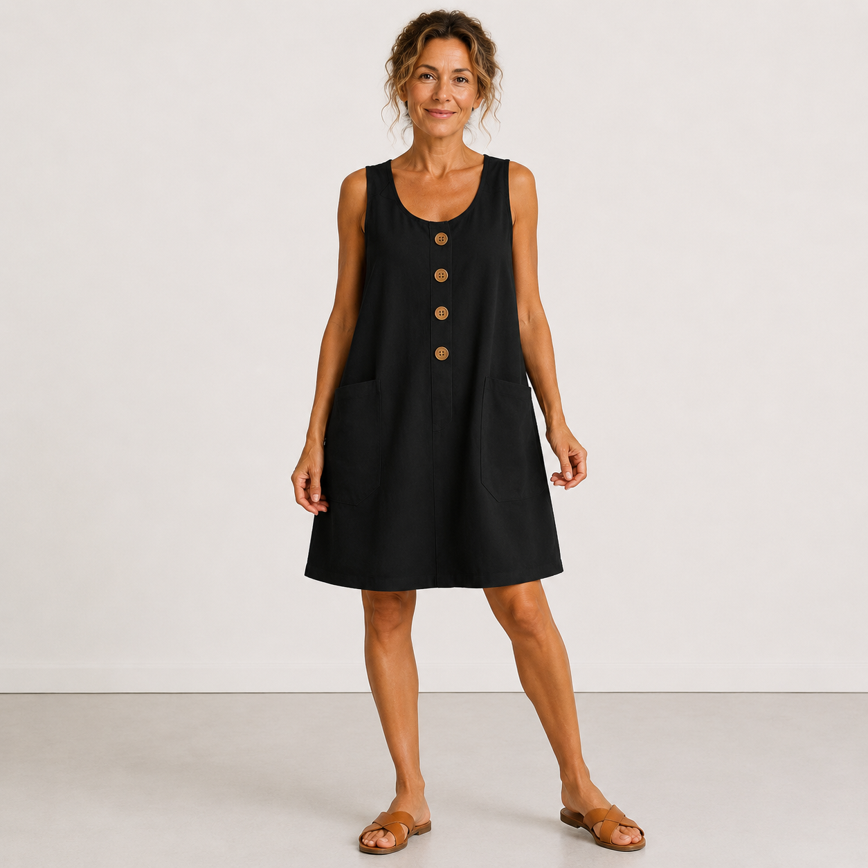 Vestido de algodón y lino