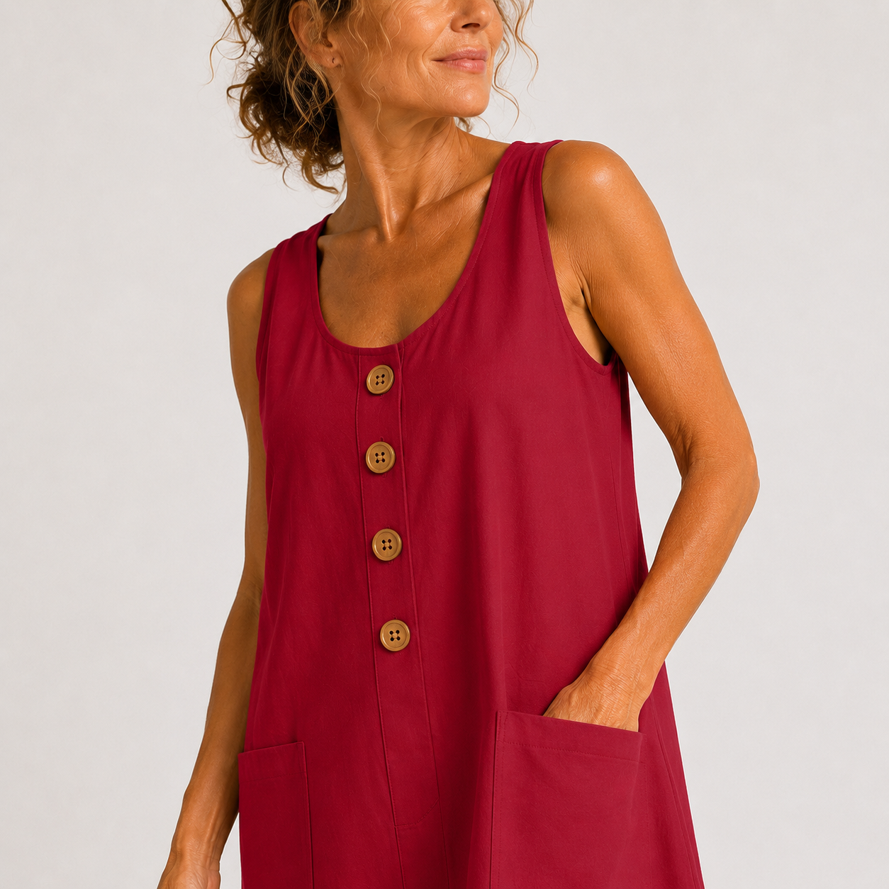 Vestido de algodón y lino
