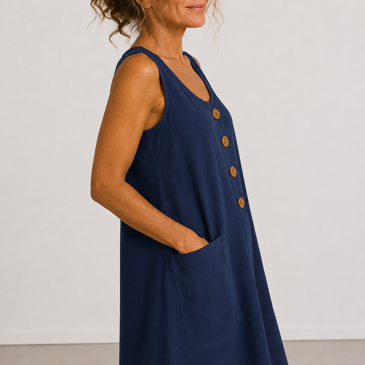 Vestido de algodón y lino