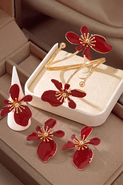 Set de Accesorios Florales: Pulsera + Pendientes + Anillos