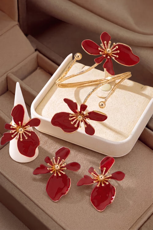 Set de Accesorios Florales: Pulsera + Pendientes + Anillos