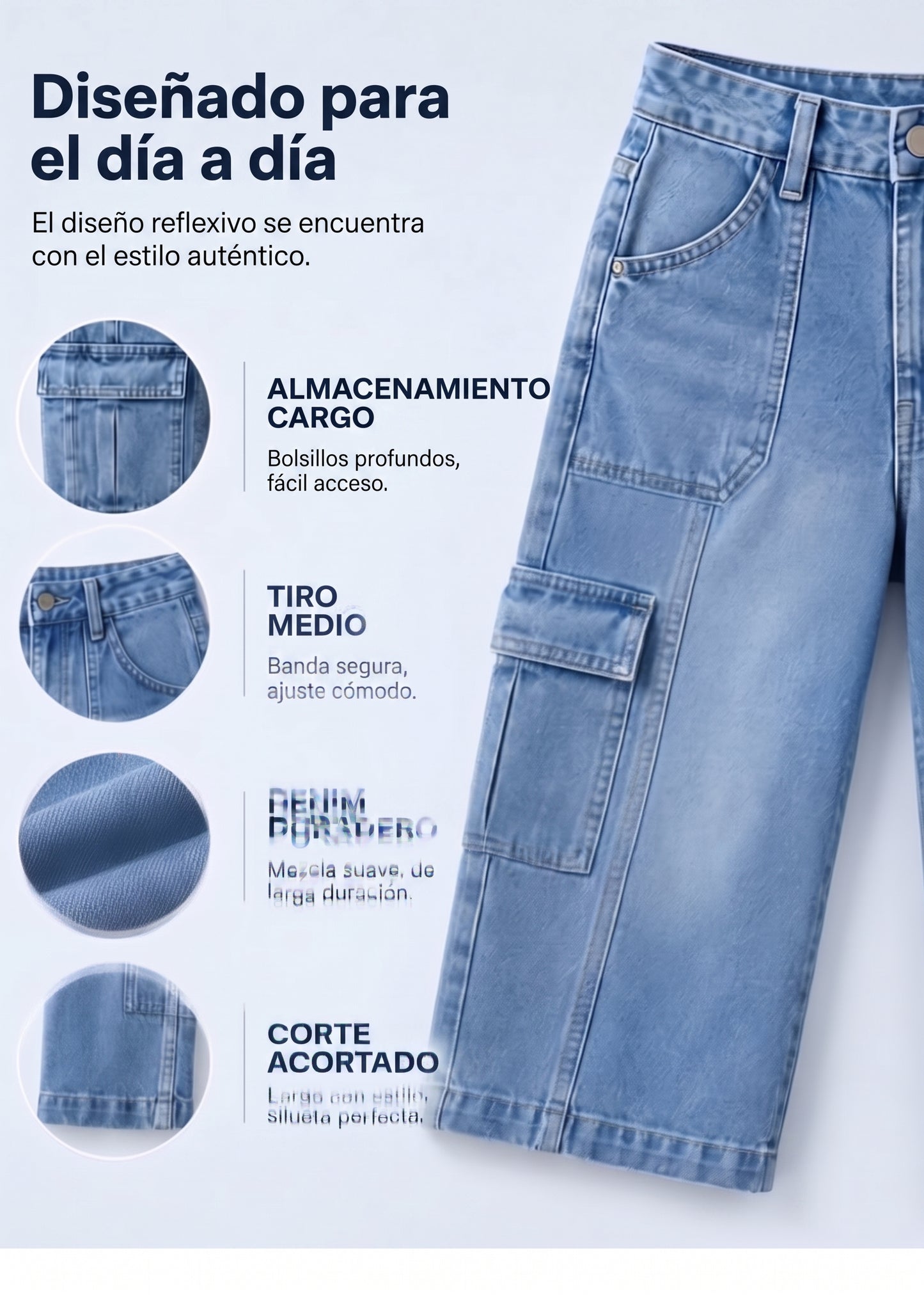 Vaqueros tobilleros, elásticos y de estilo casual para mujer