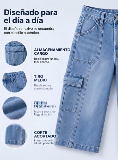Vaqueros tobilleros, elásticos y de estilo casual para mujer
