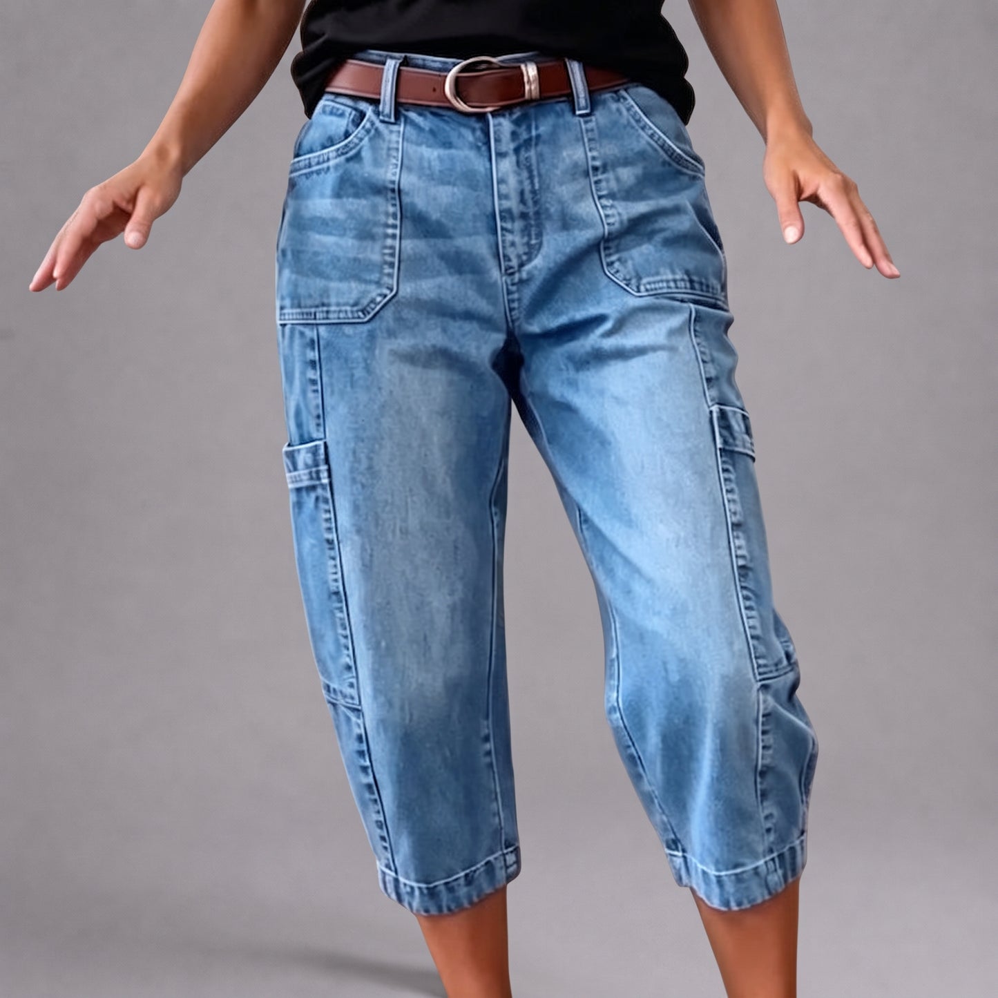 Vaqueros tobilleros, elásticos y de estilo casual para mujer