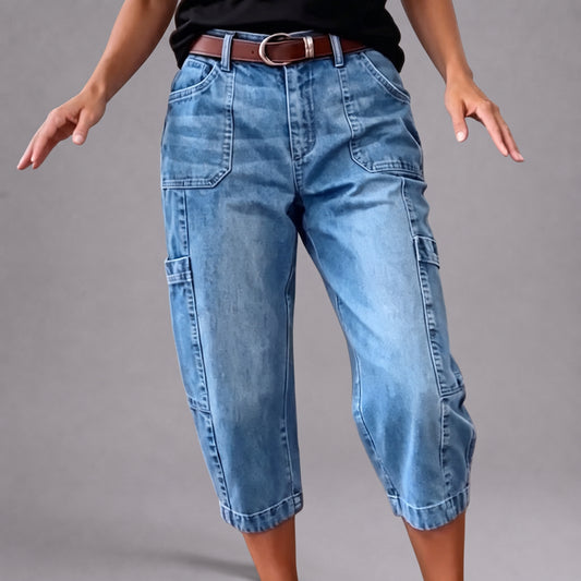Vaqueros tobilleros, elásticos y de estilo casual para mujer
