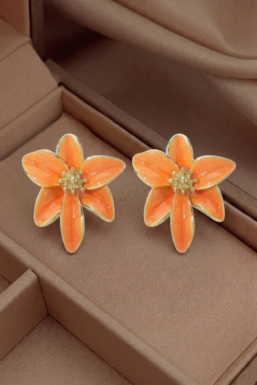 Pendientes Vintage con Flor de Esmalte