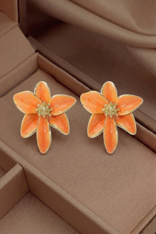 Pendientes Vintage con Flor de Esmalte