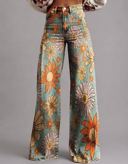 Pantalones palazzo con estampado floral