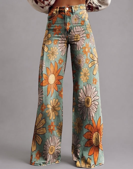Pantalones palazzo con estampado floral