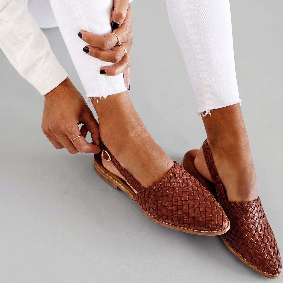 Claudia | Mocasines con tira trasera trenzada