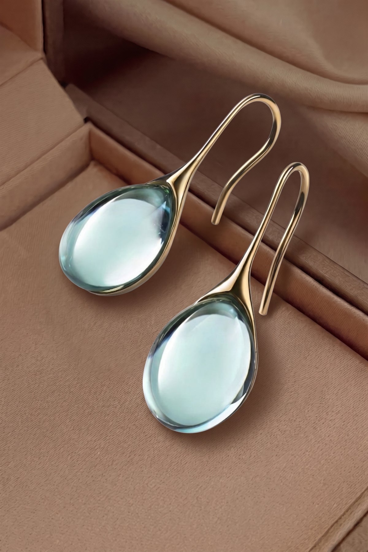 Pendientes de Gota de Cristal en Oro y Plata