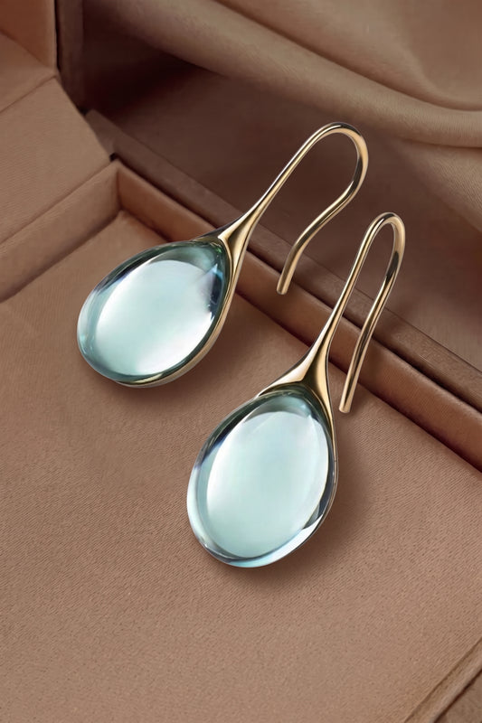 Pendientes de Gota de Cristal en Oro y Plata