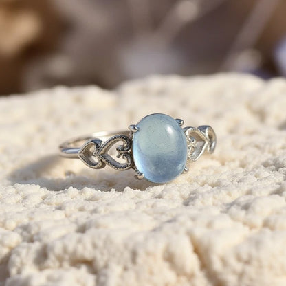Anillo ajustable de aguamarina «Cristal Marino»