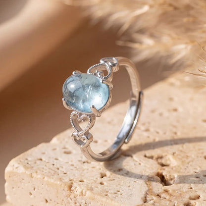Anillo ajustable de aguamarina «Cristal Marino»