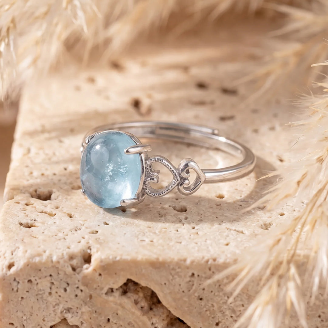 Anillo ajustable de aguamarina «Cristal Marino»