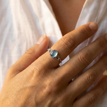 Anillo ajustable de aguamarina «Cristal Marino»