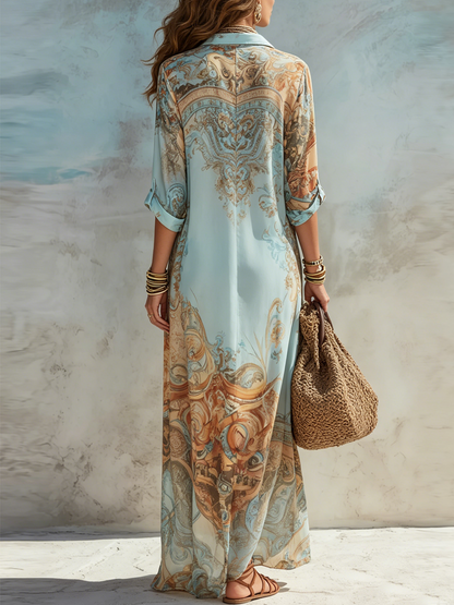 Vestido camisero estilo mediterráneo