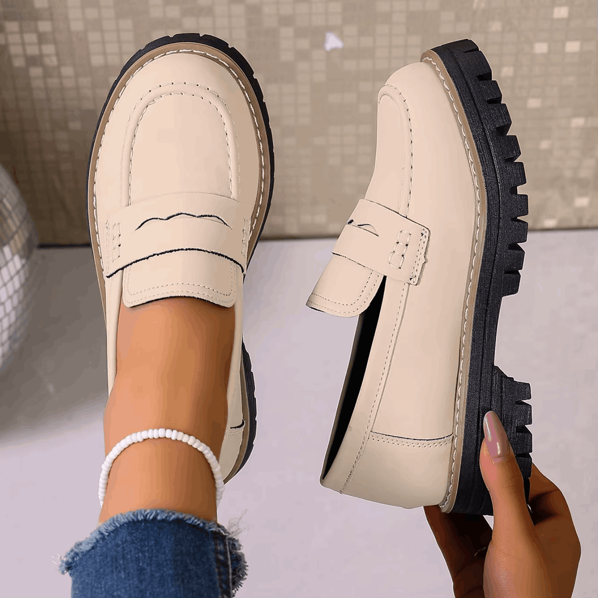 Elsa | Mocasines con plataforma de estilo universitario