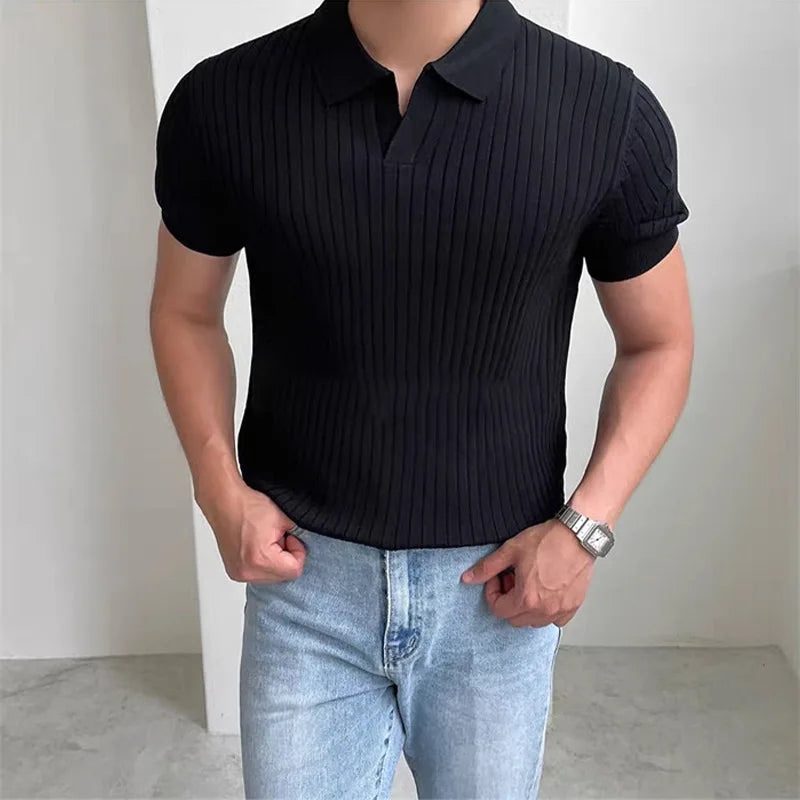 Polo Elegante de Punto Fino Sin Botones – Estilo Lujo Silencioso