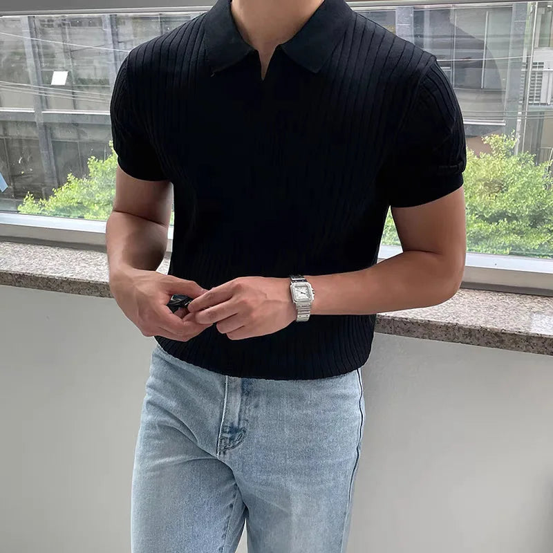 Polo Elegante de Punto Fino Sin Botones – Estilo Lujo Silencioso