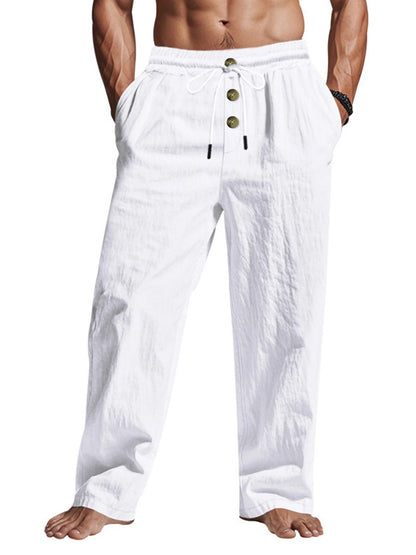 Pantalón de Lino Transpirable "Costa Brava" – Cintura Elástica y 3 Botones