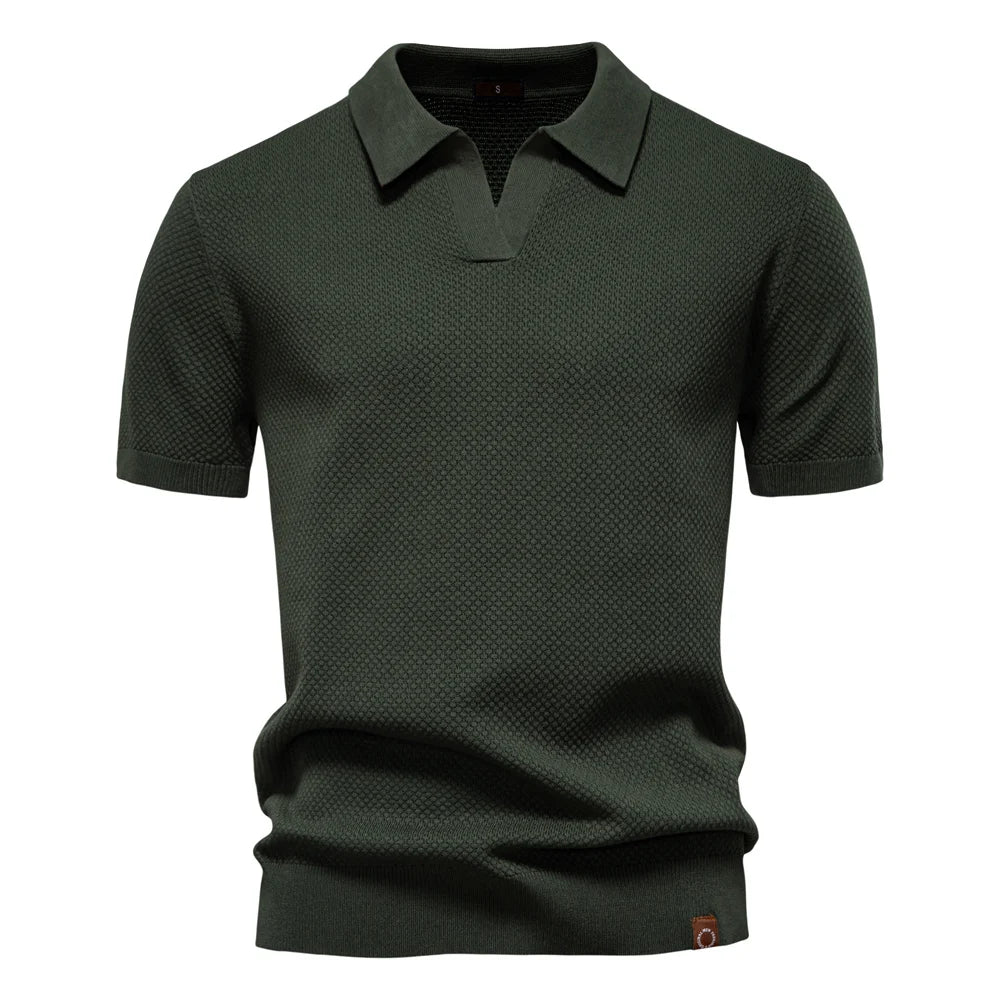 Polo de Punto Texturizado Monaco – Cuello Abierto en V