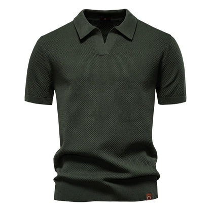 Polo de Punto Texturizado Monaco – Cuello Abierto en V