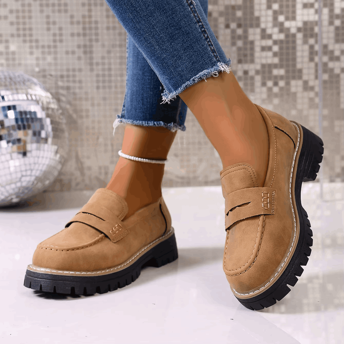 Elsa | Mocasines con plataforma de estilo universitario