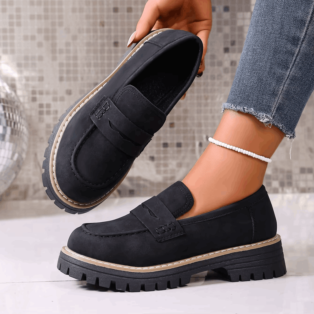 Elsa | Mocasines con plataforma de estilo universitario