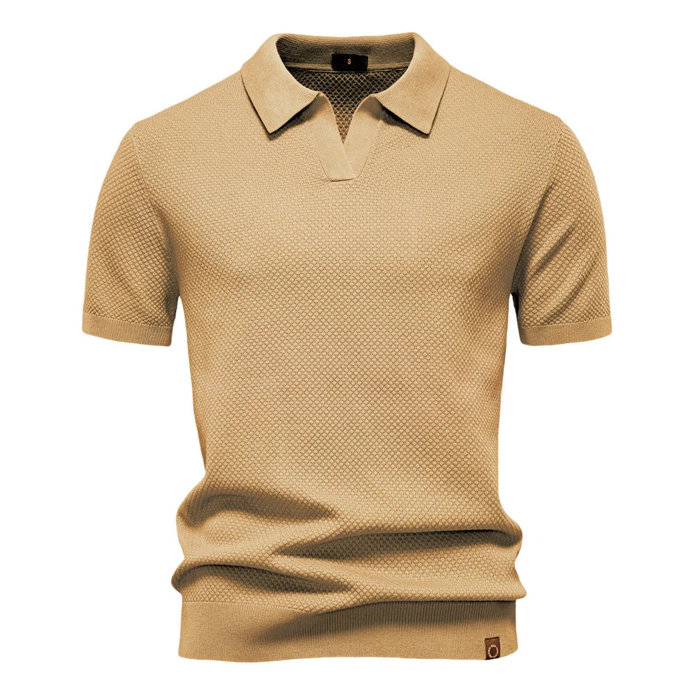 Polo de Punto Texturizado Monaco – Cuello Abierto en V