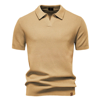 Polo de Punto Texturizado Monaco – Cuello Abierto en V