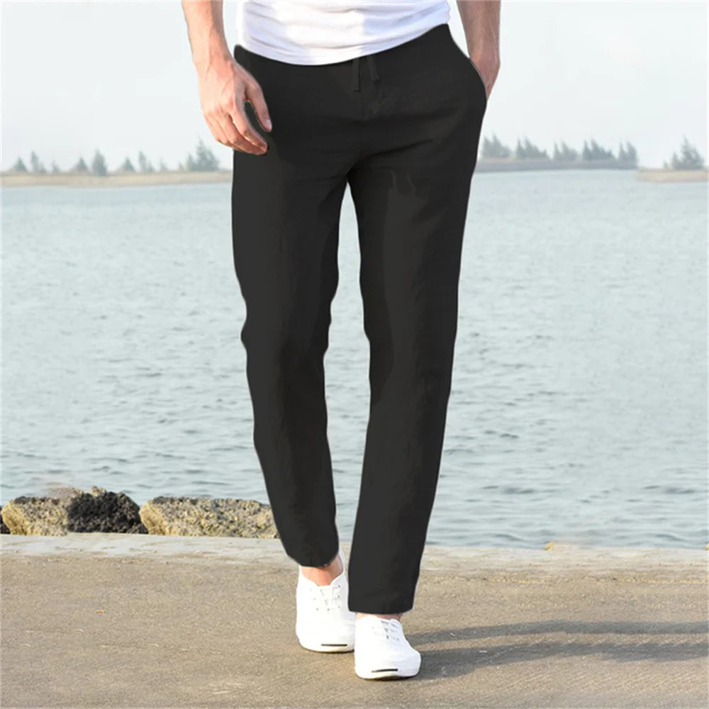 Pantalón de Lino "Oasis" – Cintura Elástica con Cordón Ajustable