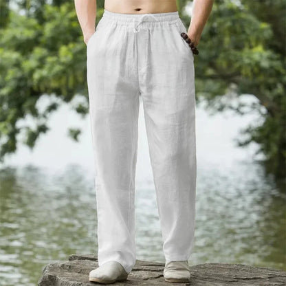 Pantalón Casual de Lino y Algodón – Estilo Holgado Meditativo / Playero