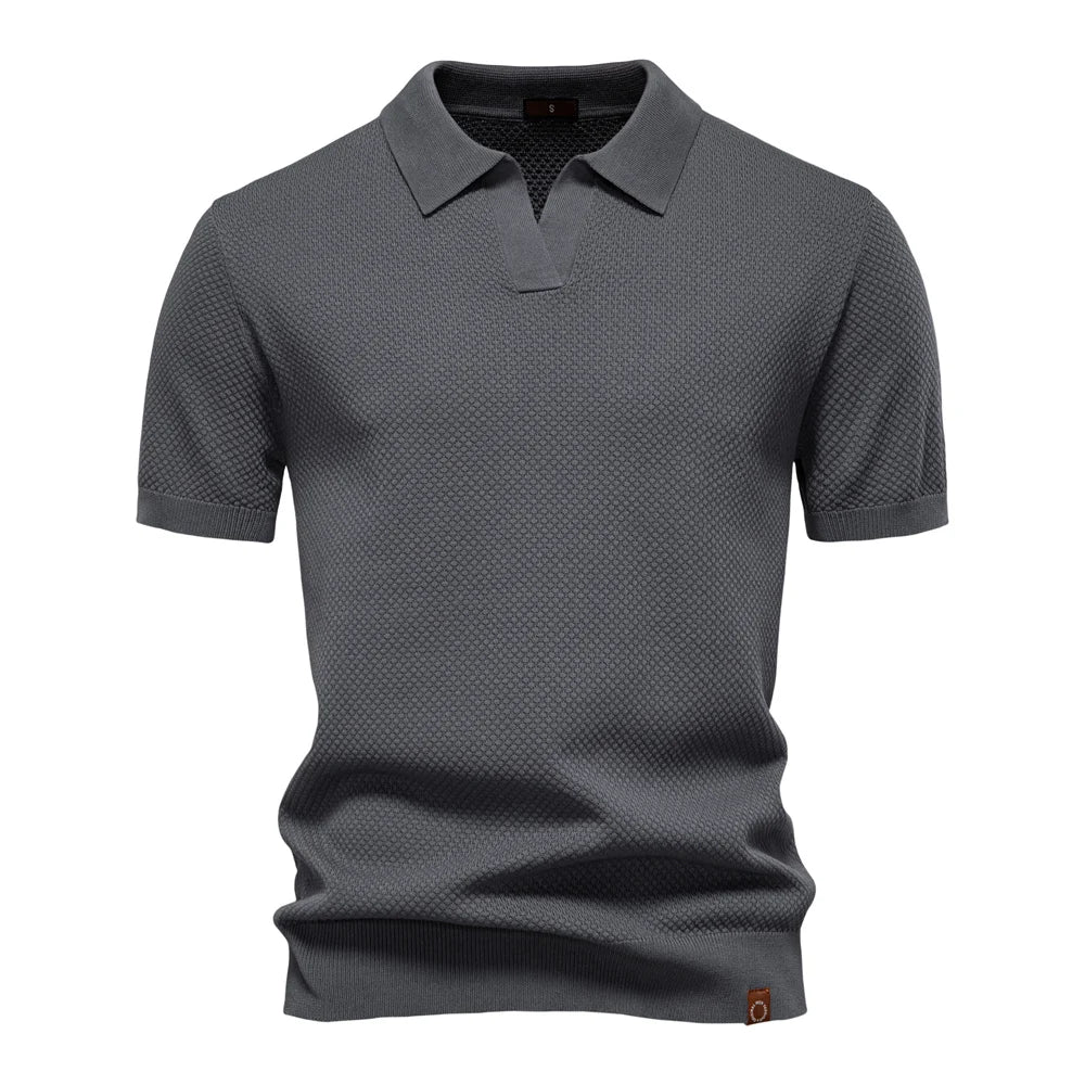 Polo de Punto Texturizado Monaco – Cuello Abierto en V