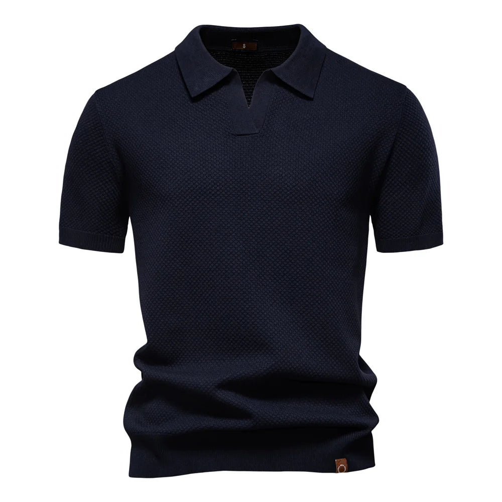 Polo de Punto Texturizado Monaco – Cuello Abierto en V