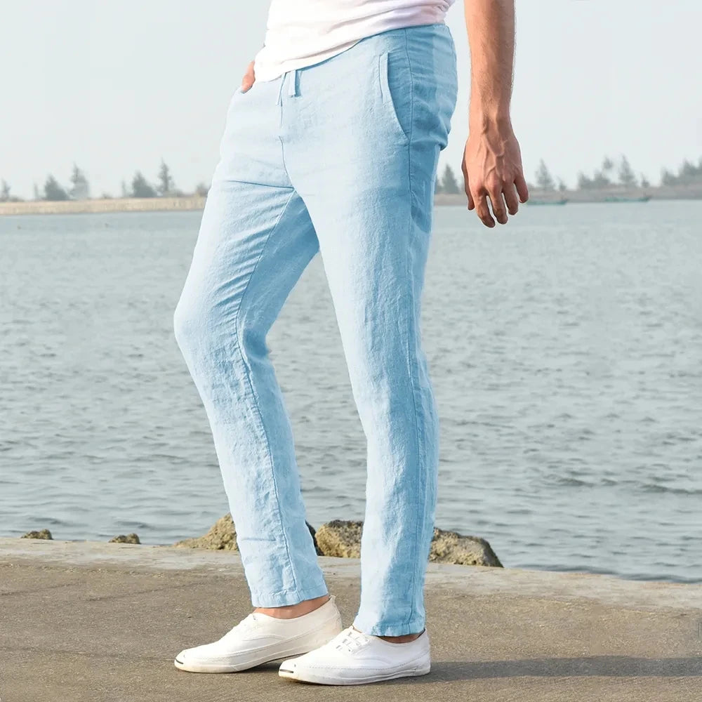 Pantalón de Lino "Oasis" – Cintura Elástica con Cordón Ajustable