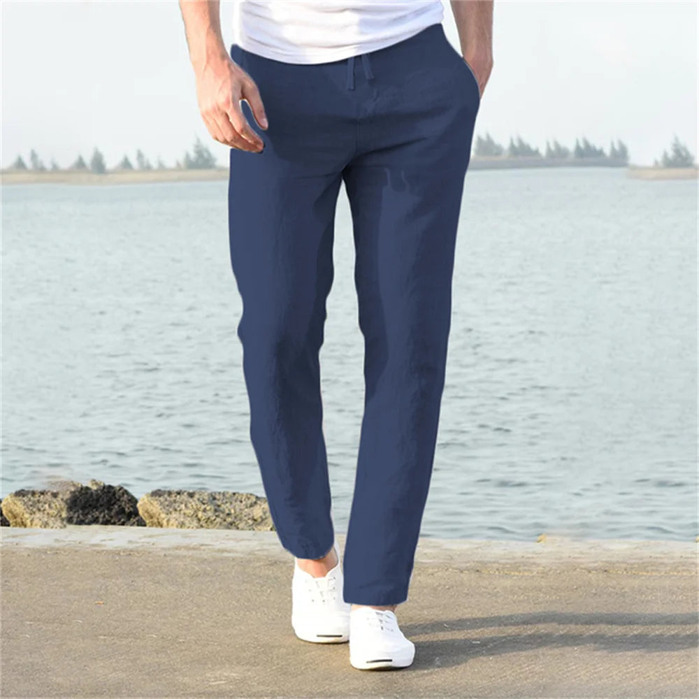 Pantalón de Lino "Oasis" – Cintura Elástica con Cordón Ajustable