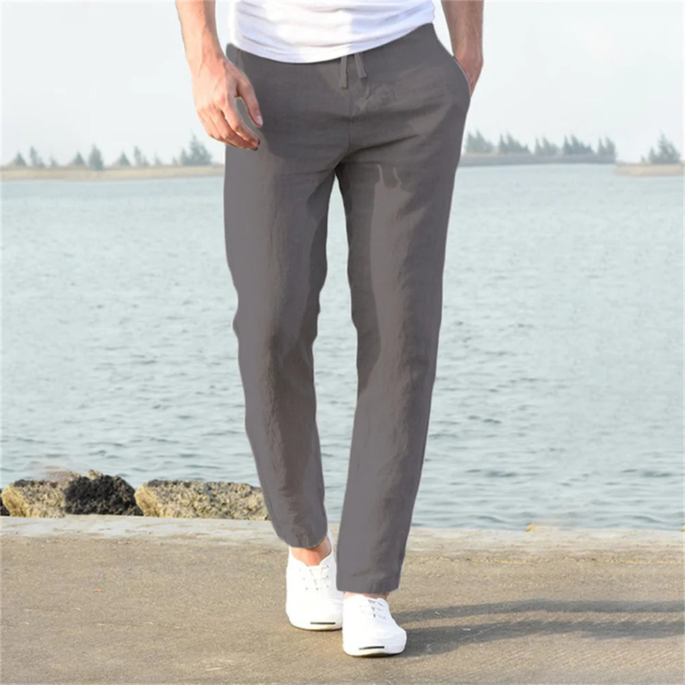 Pantalón de Lino "Oasis" – Cintura Elástica con Cordón Ajustable