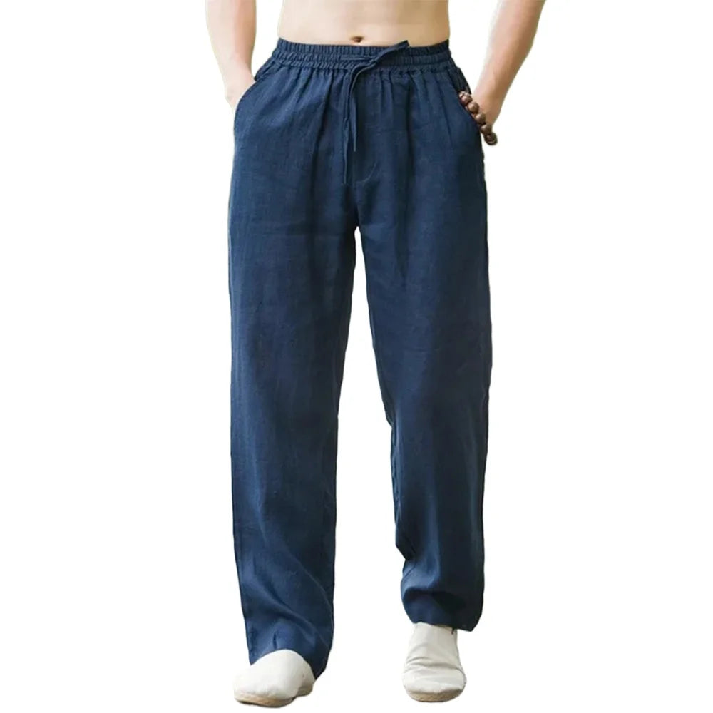 Pantalón Casual de Lino y Algodón – Estilo Holgado Meditativo / Playero