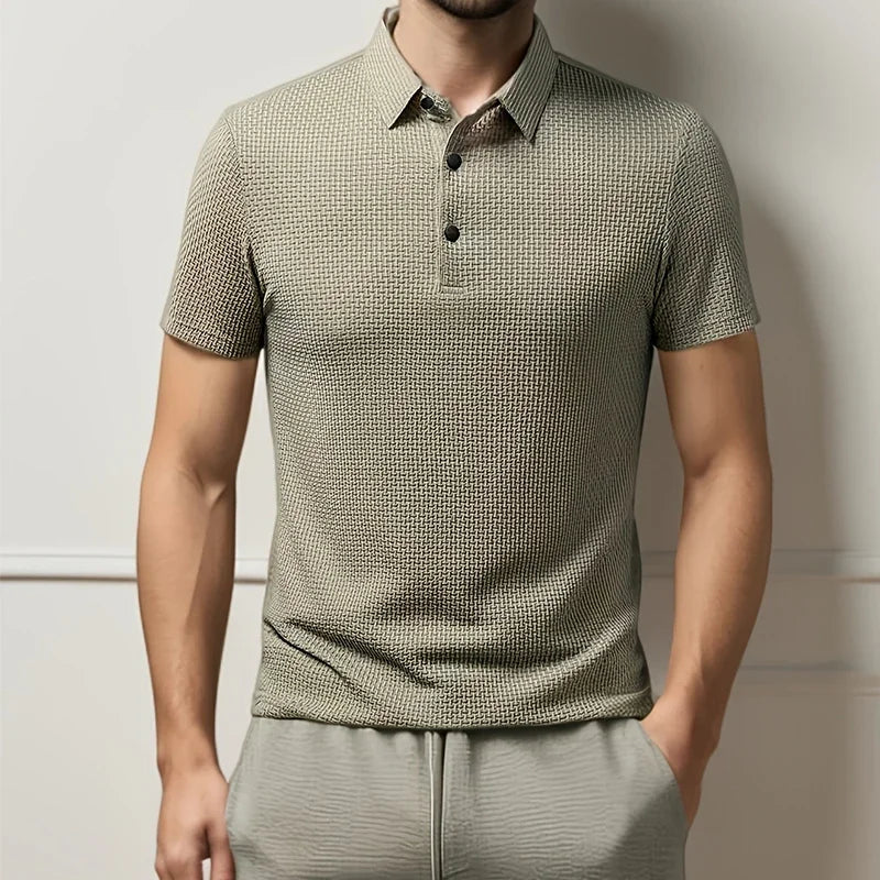 Polo Elegante Texturizado de Manga Corta – Colección Premium