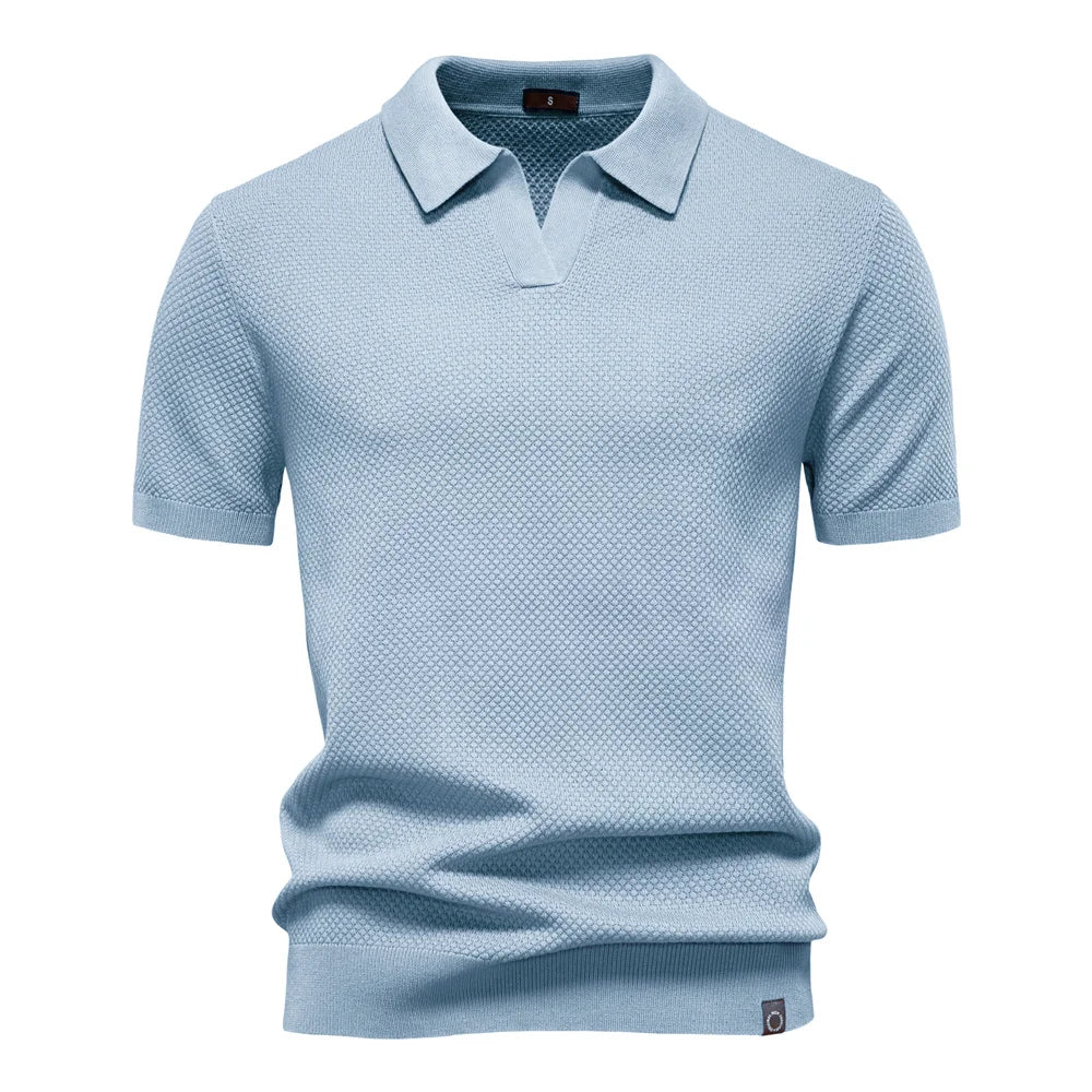 Polo de Punto Texturizado Monaco – Cuello Abierto en V
