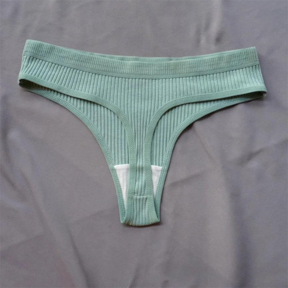 Pack de 3 Tangas de Algodón Acanalado | Ropa Interior Sin Costuras Deportiva