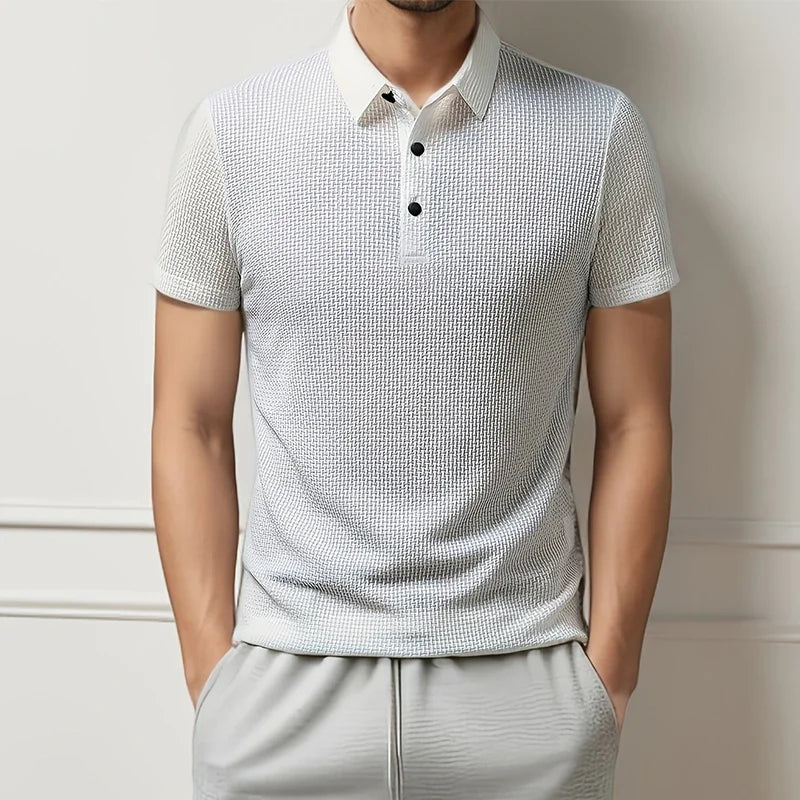 Polo Elegante Texturizado de Manga Corta – Colección Premium