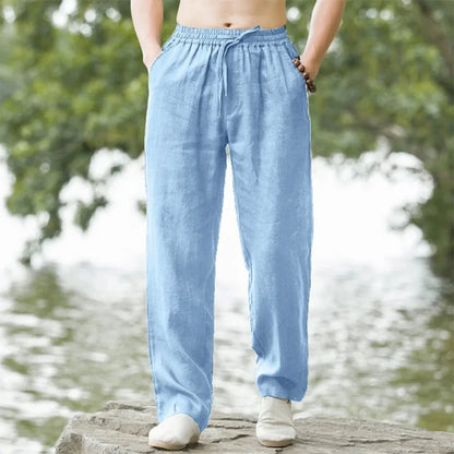 Pantalón Casual de Lino y Algodón – Estilo Holgado Meditativo / Playero