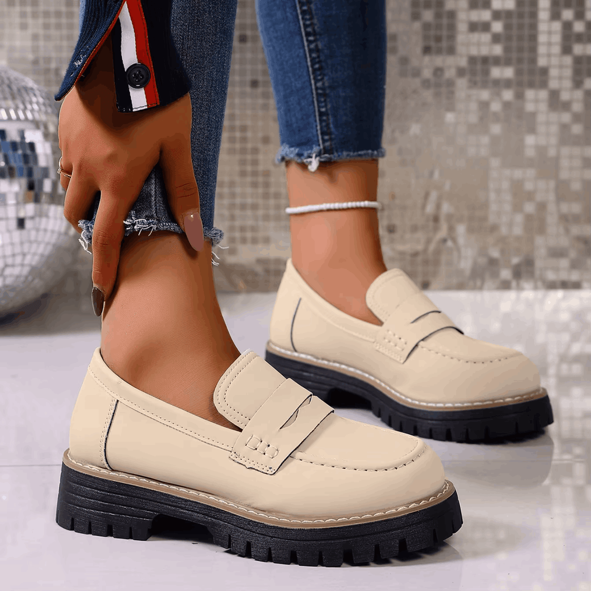Elsa | Mocasines con plataforma de estilo universitario